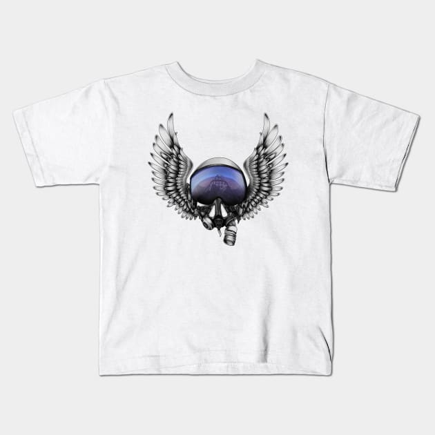 Airforce Helmet & Wings Kids T-Shirt by Psydrian